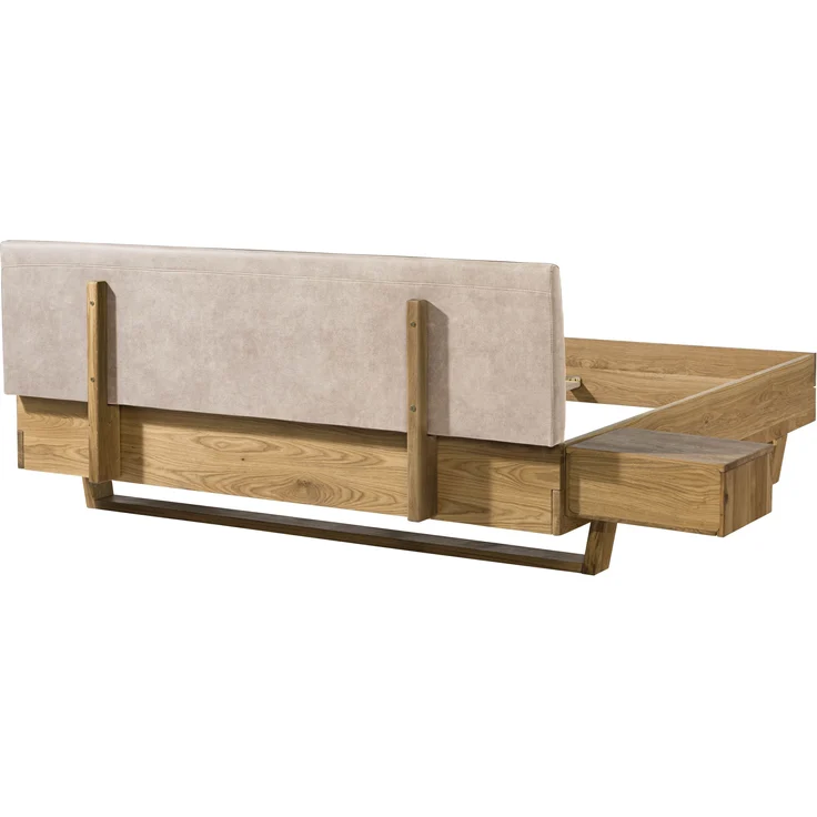 Bett mit Nachttisch links Fichte 160x200x85 natur gebeizt / geölt, Kopfteil beige FICHTELBERG #154 – Bild 10