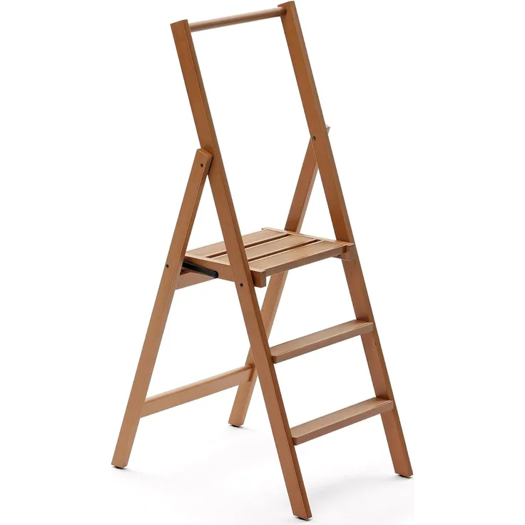 Arredamenti Italia 3-Stufen Leiter Kimora, Holz - zusammenklappbar - 3 Stufen -Farbe: Kirsche Holz AR-It il Cuore del Legno“