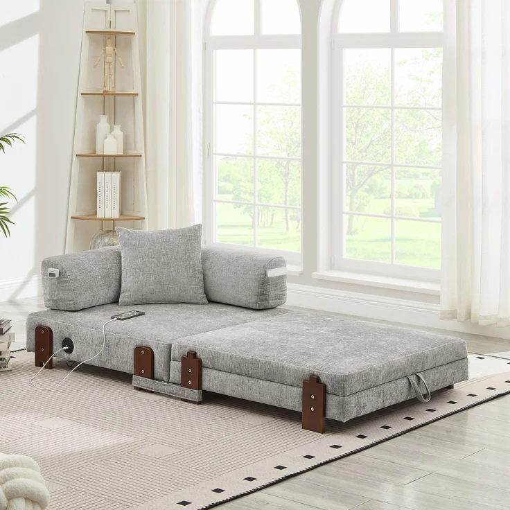 ZUBALIYA Sofa mit LED - Beleuchtung, mit USB - Anschluss, für Wohnzimmer und Apartments, mit stabilem Untergestell – Bild 1