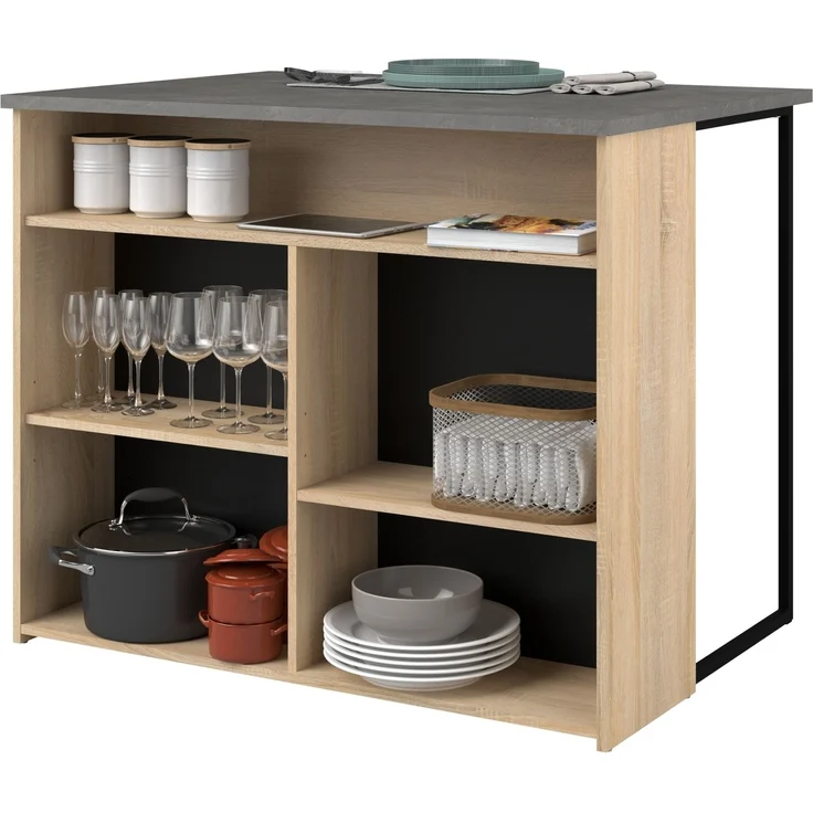 Buffet >Fumay 2< (2-teilig) Buffet 100x186x45cm, Theke 109x90x80cm, Eiche Dekor – Bild 5