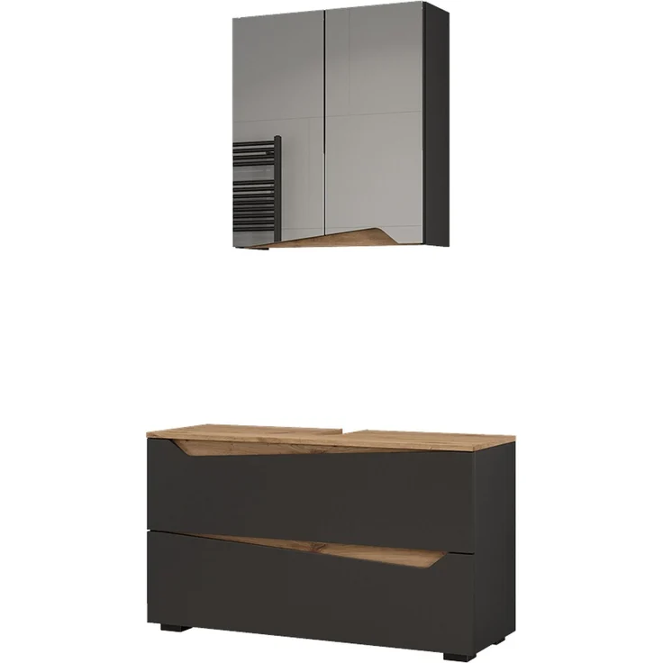 Badmöbel-Set Marelle Anthrazit/Artisan-Eiche 2 Teile Vicco – Bild 1