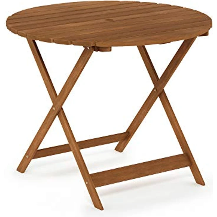 Furinno Tioman Outdoor Klapptisch mit Sonnenschirmloch, Natur, 89,92 x 89,92 x 72,39 cm – Bild 6