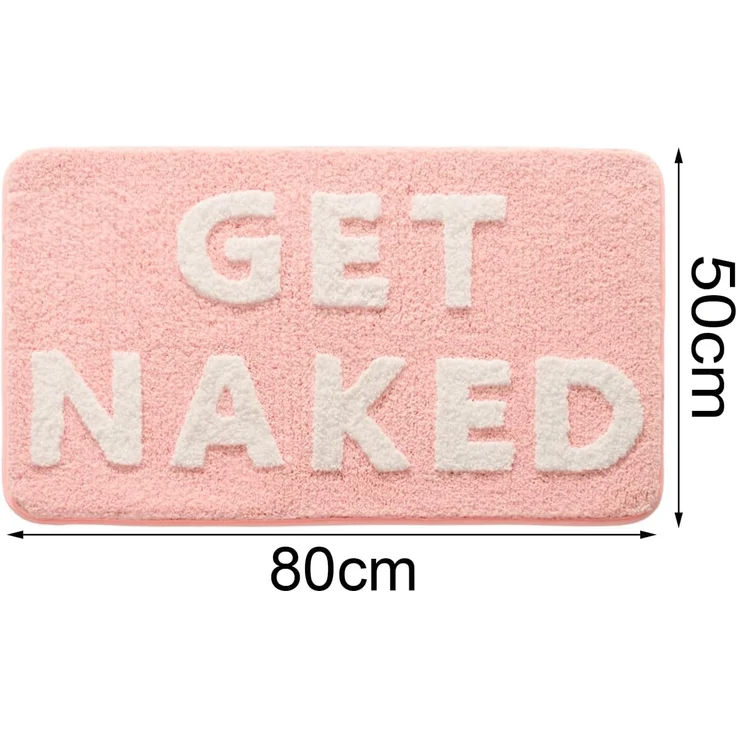 ABC Rosa-weißer Badeteppich, schöne Badematte, rutschfest, waschbar, Badematte, hübsche Badematte, weiche Mikrofaser, Duschmatte, saugfähig, Badezimmerteppich, 50 x 80 cm – Bild 2