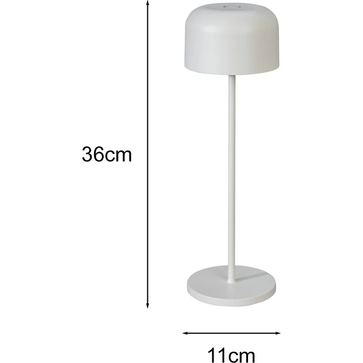 Akku Tischleuchte LILLE per USB aufladbar, Weiß Höhe 36cm – Bild 4
