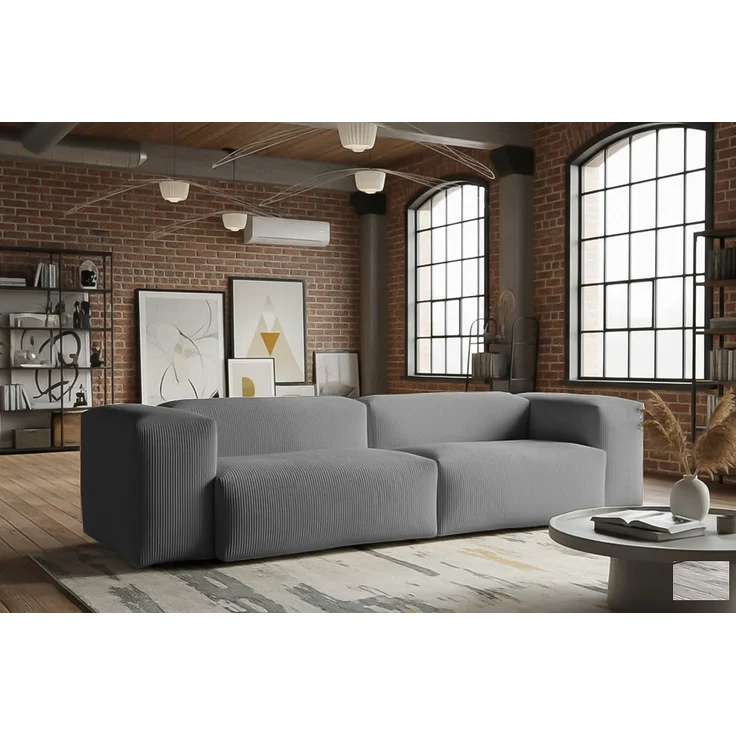 KAWOLA Sofa CELESTE 4-Sitzer Cord grau 72 x 114 x 302 cm – Bild 2