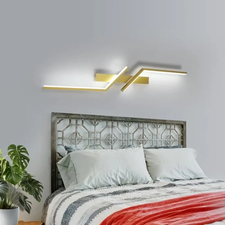 Goeco LED Wandleuchte Innen, 81CM 24W 2700LM LED Wandlampe Lang 2 Fimmige 6500K Kaltweißes Licht, Modern Wandlicht für Flur Treppenhaus Wohnzimmer Schlafzimmer, Gold – Bild 8