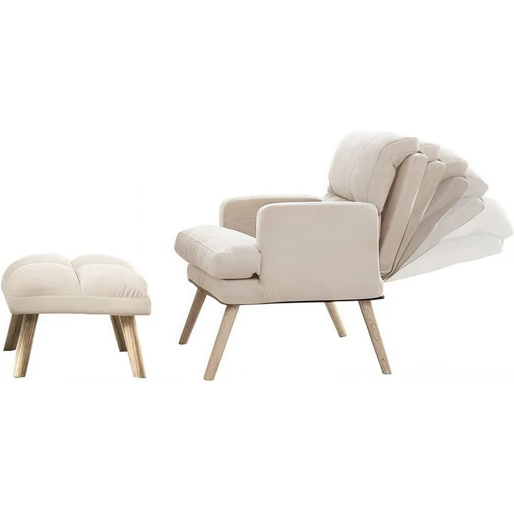 Rhein Beleuchtung Loungesessel Verstellbare Rückenlehne Freizeit-TV-Stuhl, relaxsessel mit hocker (Geeignet für Wohnzimmer, Arbeitszimmer, Schlafzimmer und Büro), 5-stufig verstellbar, weiches Sitzkissen, mit Seitentasche