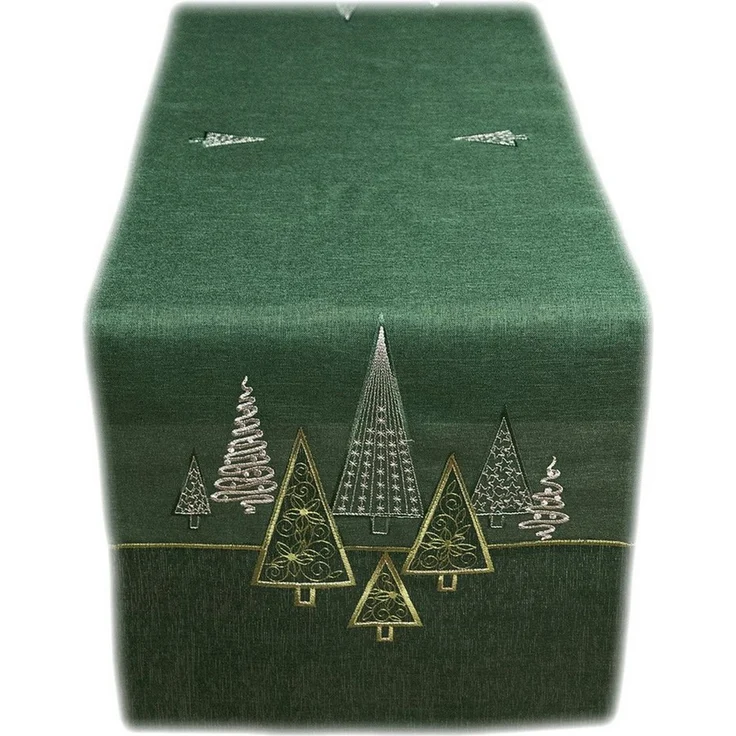 texpot Tischdecke Tischläufer Stickerei Tannenbäume Winter Weihnachten Deko (1-tlg) – Bild 3