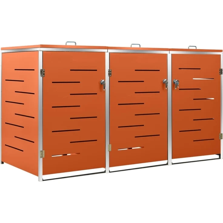 vidaXL Mülltonnenbox für 3 Tonnen 207x77,5x112,5 cm Edelstahl 149564 – Bild 8