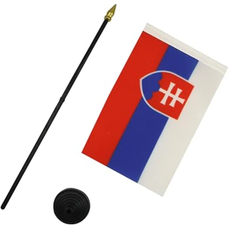 AZ FLAG - Tischflagge Slowakei - 15x10 cm Goldene Splitze - Slowakische Tischfahne 10 x 15 Cm - Flaggen – Bild 3