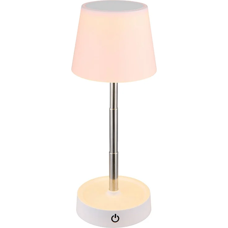 LED Tischleuchte, weiß, Touchdimmer, Akku, höhenverstellbar, H 28 cm – Bild 7