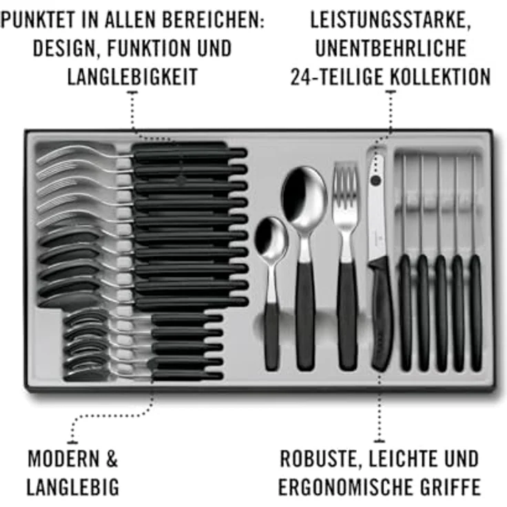 Victorinox 'Swiss Classic' Tafelbesteck 24-teilig, Edelstahl schwarz – Bild 6