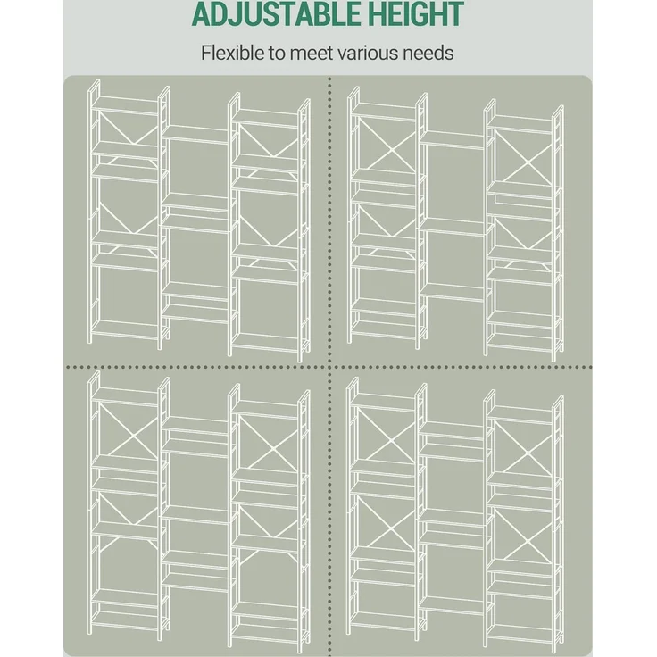 Bücherregale, Standregale, Regal mit 17 Fachböden, 6 Etagen, Verstellbarer Abstand, 24 x 152 x 186 cm, Tragfähigkeit 340 kg, Wohnzimmer, Büro, Weißeiche und Weiß – Bild 6