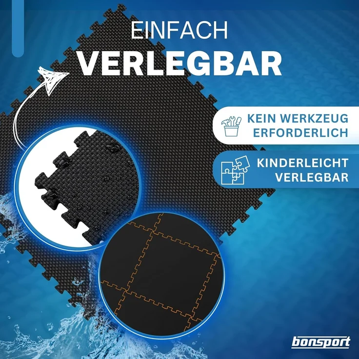 bonsport Pool-Bodenschutzfliese Whirlpool Matten Set 240 cm rund, schwarz – Bild 5