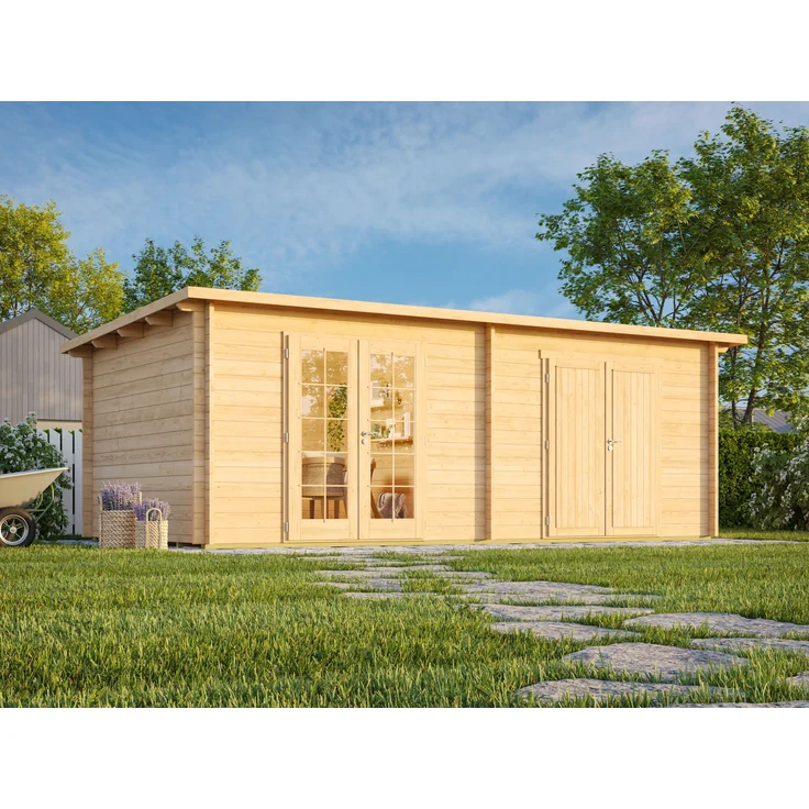 Fjordholz Pultdach Gartenhaus Modell Ezra 6P Natur – Bild 2