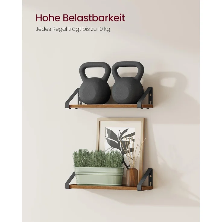 VASAGLE 'LWSDE042K01' Wandregal 2er Set, vintagebraun-mattschwarz, 12,7 x 40 x 11,2 cm – Bild 6