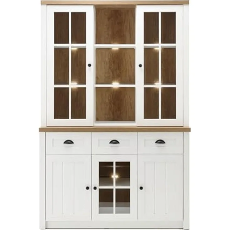 Buffetschrank Seyne in weiß Pinie und Eiche Landhaus 130 cm