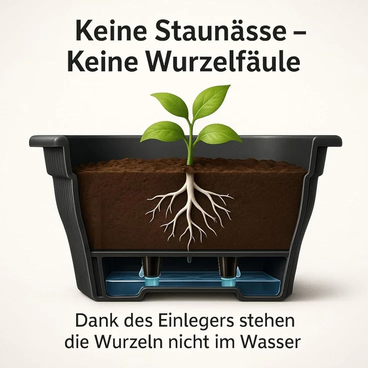 2x Balkonkasten 100cm Blumenkasten mit Wasserspeicher Anthrazit / Grau, 25 L - Blumenkästen wetterfest Pflanzkasten mit Einsatz Lange Balkonkästen für Garten und Balkon witterungsbeständig – Bild 2