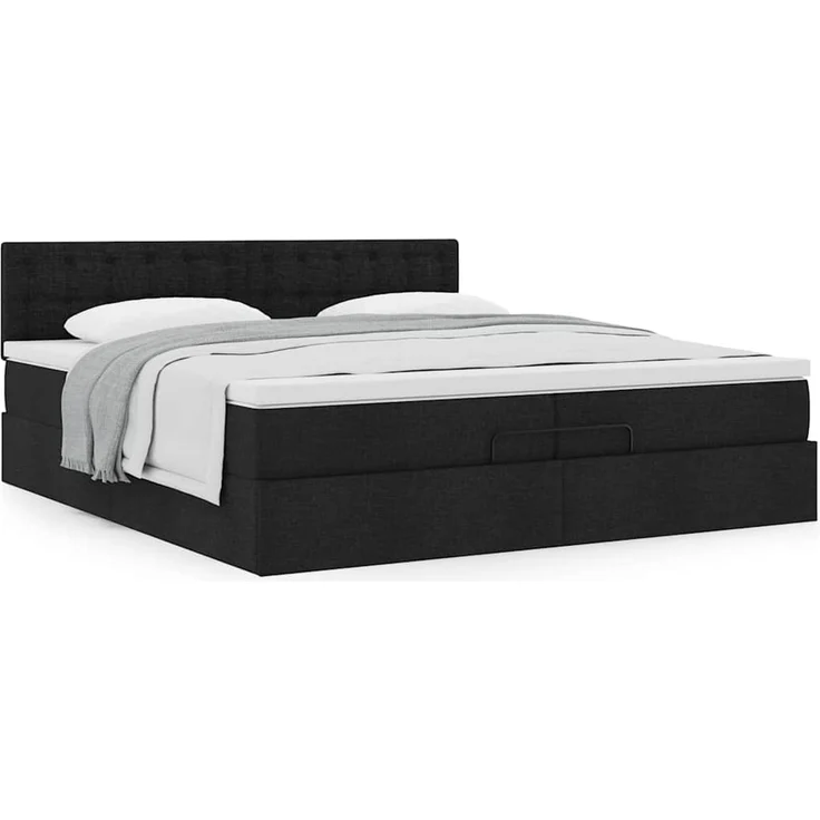 vidaXL Ottoman-Bett mit Matratze Schwarz 200x200 cm Stoff 3311652 – Bild 12