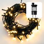 hellum Lichterkette außen 120 LED warmweiß, Lichterkette mit Timer, innen, für Weihnachtsbaum 11.9m beleuchtete Länge, Kabelfarbe grün