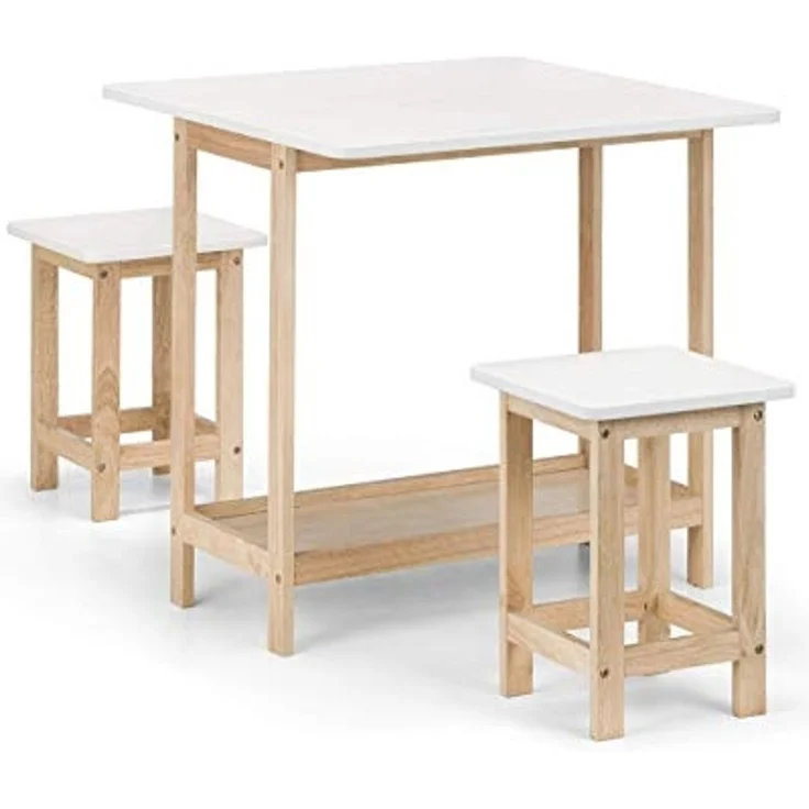 Das Julian Bowen Bar-Set Bergen in Weiß und Natur sind elegante und praktische Barmöbel für moderne Wohnungen – Bild 1