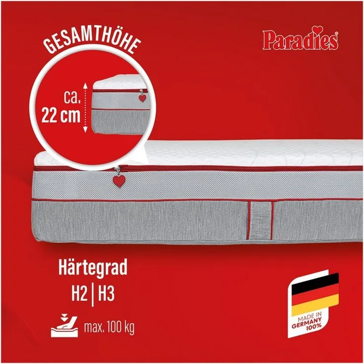 Kaltschaummatratze Neuheit: Paradies Perfekta KS, 90x200, 140x200 cm & weitere Größen, Paradies, 22 cm hoch, Maximaler Komfort mit Memoryschaum und Klimaregulierung