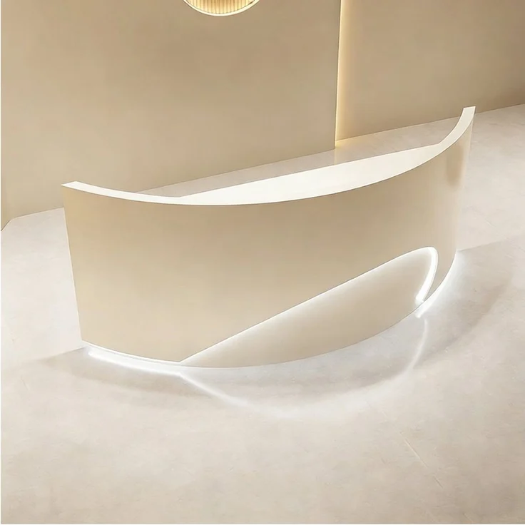 Muxing Empfangstheke mit LED-Beleuchtung, MDF, stabil & langlebig (1-St), sofort einsatzbereit, für Gewerbe & Praxis, 220×100 ×60, Beige – Bild 3