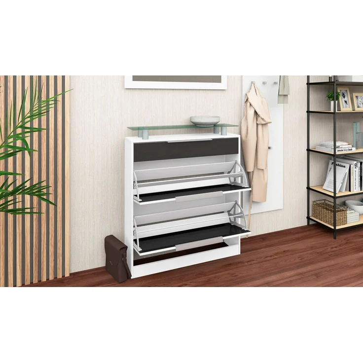 borchardt Möbel Schuhschrank Oliva Breite 89 cm, stehend, mit 2 Doppeltrommeln und 1 Schubkasten – Bild 2