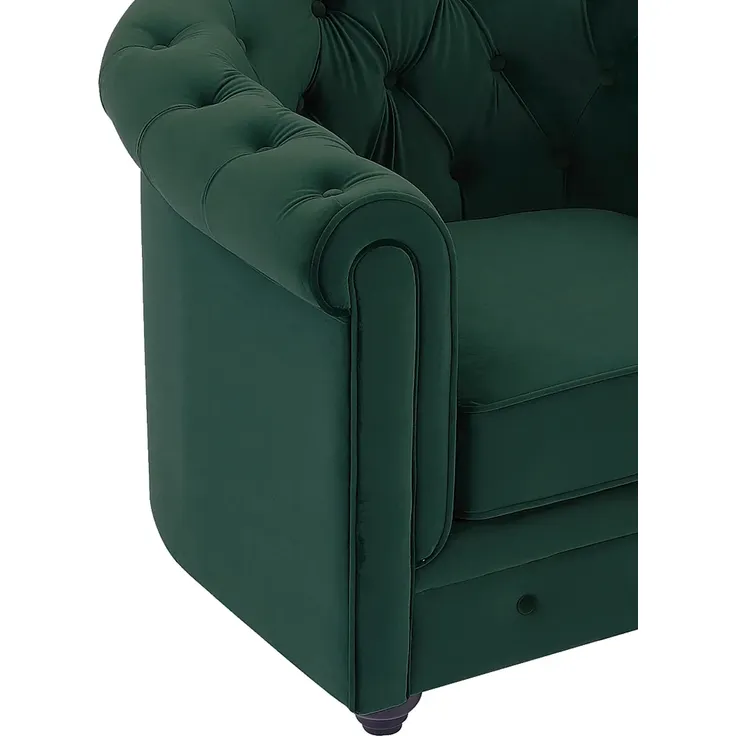 Vente-unique - CHESTERFIELD Sofa and armchair set SamtStoff Grün - B 78 cm88 cm x H 72 cm x L 85 cm205 cm – Bild 6