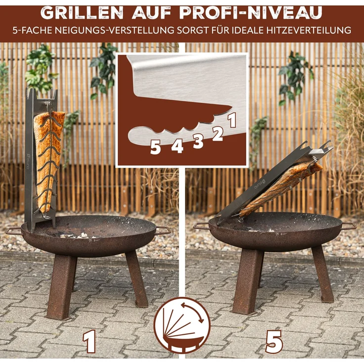 eluno Räucherbrett Flammlachsbrett aus Edelstahl, Edelstahl, (1-St) – Bild 4