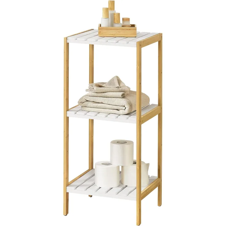Badregal Balsfjord mit 3 Ablagen 33x34x80cm Bambus [en. casa]