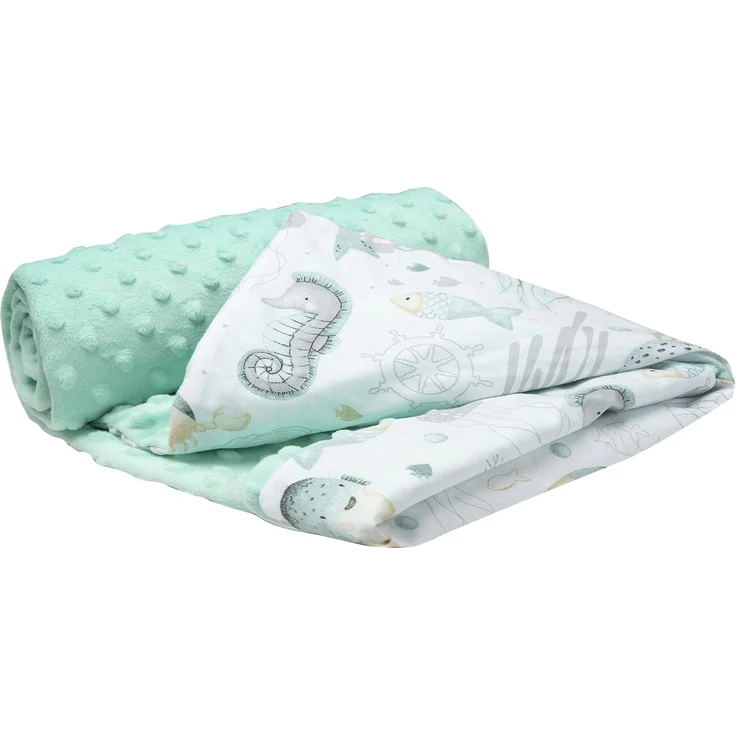Medi Partners Babydecke Baby Decke Neugeborenen - Kuscheldecke Geschenk Babydecken 75x100cm für Kleinkinder Mädchen Krabbeldecke Kinderbett Kinderwagen 100% Baumwolle (Ozean mit Mint Minky) – Bild 1