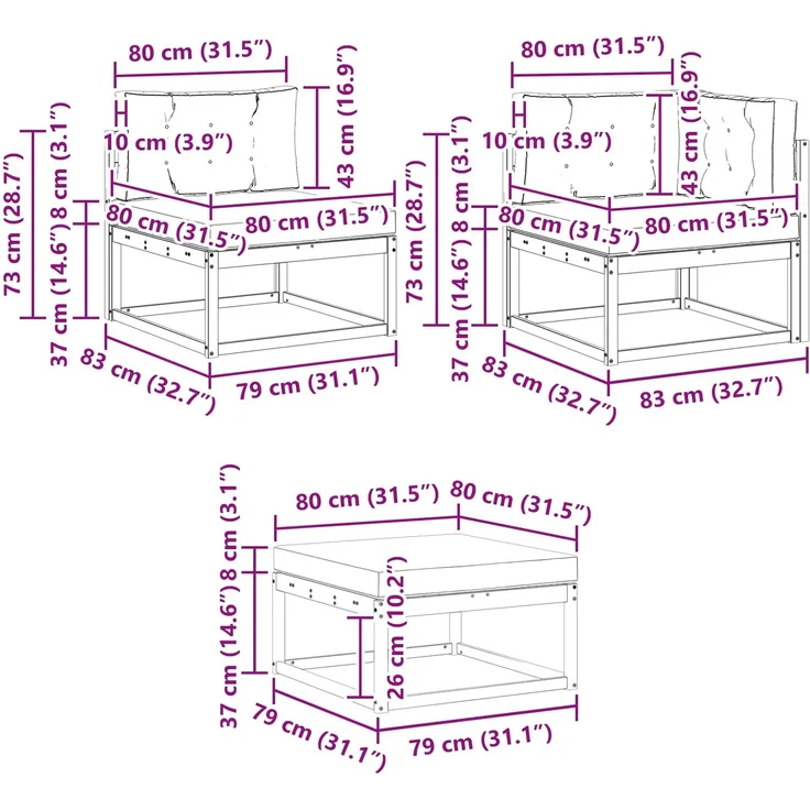 vidaXL Outdoor-Sofagarnitur 7 stk. 7-Sitzer Weiß und Hellgrau 3386745 – Bild 11
