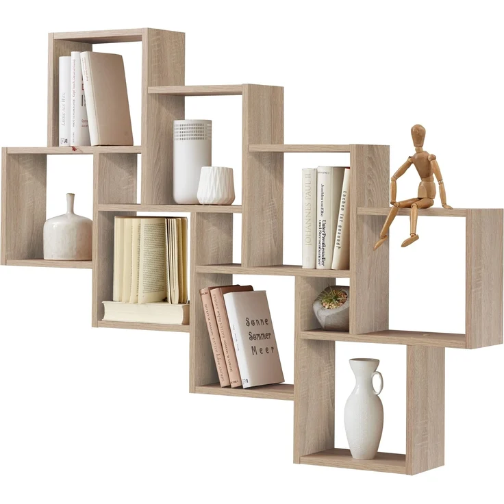 Wandregal >LAURIO 3< in Eiche Dekor - 94,5x120,8x15,7cm (BxHxT) – Bild 1