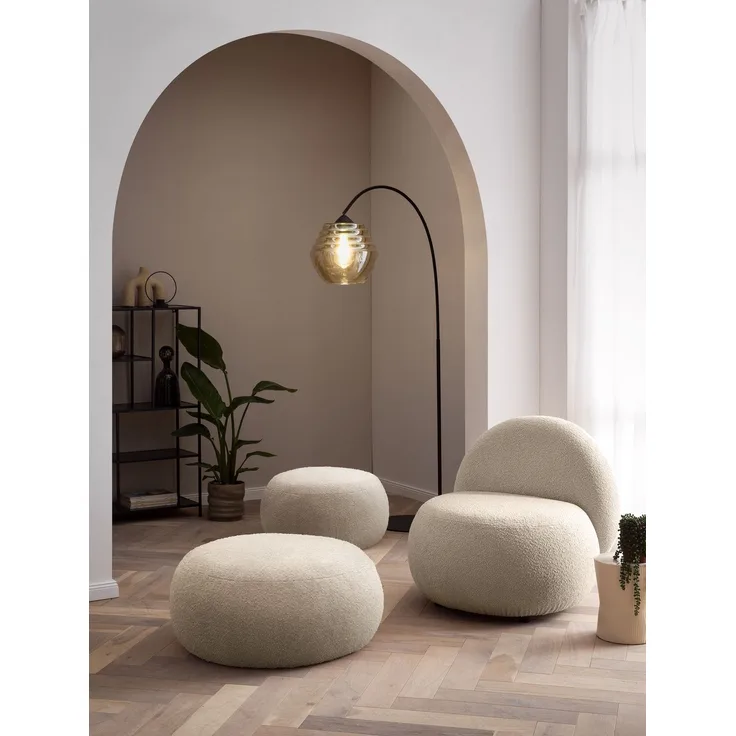 DOMO. collection Sessel 700 016, Polstersessel, rund, gepolsterte Rückenlehne, Füße mit Filzgleitern, Armsessel, Polsterganitur, 73 x 75 x 76 cm (BxTxH), braun