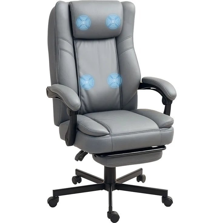 MELAYR, Bürostuhl mit Massagefunktion, 69 x 64 x 120 cm, Grau