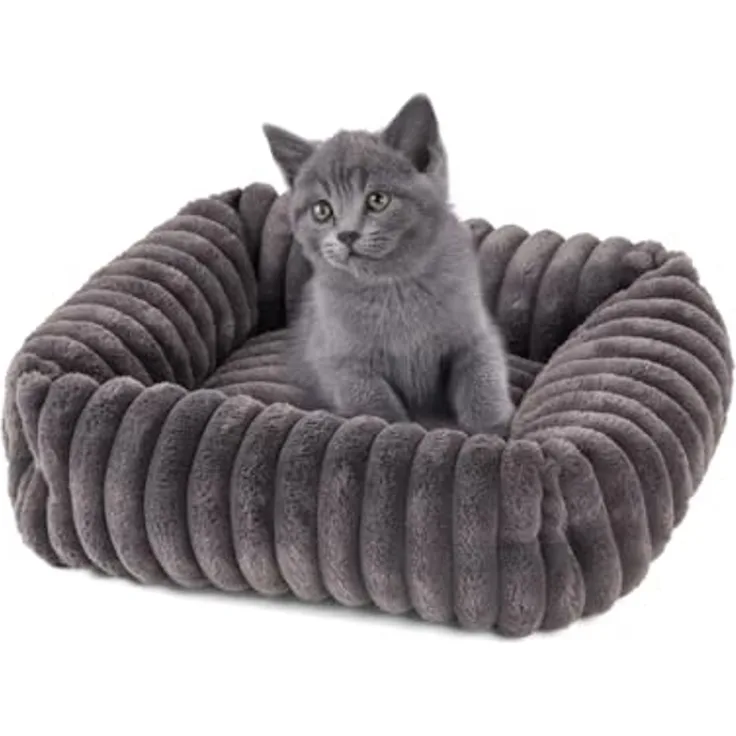 Wallace & Jones Tierbett Katzenbett Mary, edle Cordstoff-Optik, gepolsterte Seitenwände, anthrazit, ca. 71 x 58 x 18 cm
