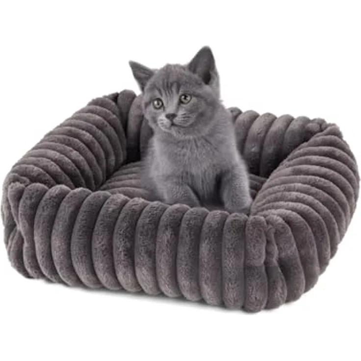 Wallace & Jones Tierbett Katzenbett Mary, edle Cordstoff-Optik, gepolsterte Seitenwände, anthrazit, ca. 71 x 58 x 18 cm – Bild 1