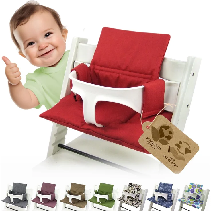 Ersatzbezug Sitzkissen kompatibel mit Stokke Tripp Trapp (org. rot) | Bezug Kissen-Set Sitzverkleinerer, Mod. 2