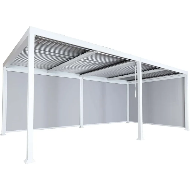Mendler 'HWC-L41' Pergola mit 3 Seitenwände, Metall weiß, 3x6 m – Bild 8