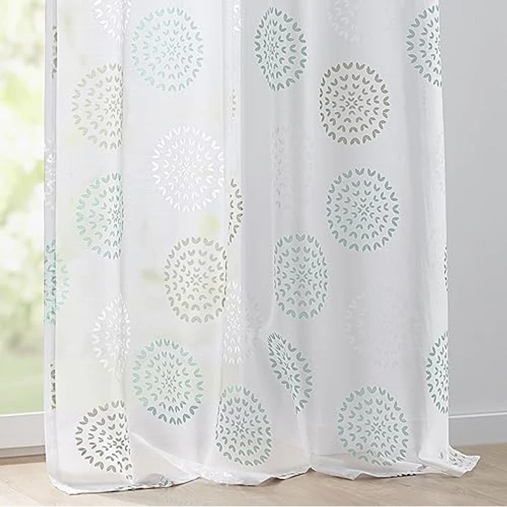 Kutti Vorhang Bella (1 St), Ösen, halbtransparent, Gardine, halbtransparent, Ausbrenner, bedruckt, Baumwolle-Polyester – Bild 4