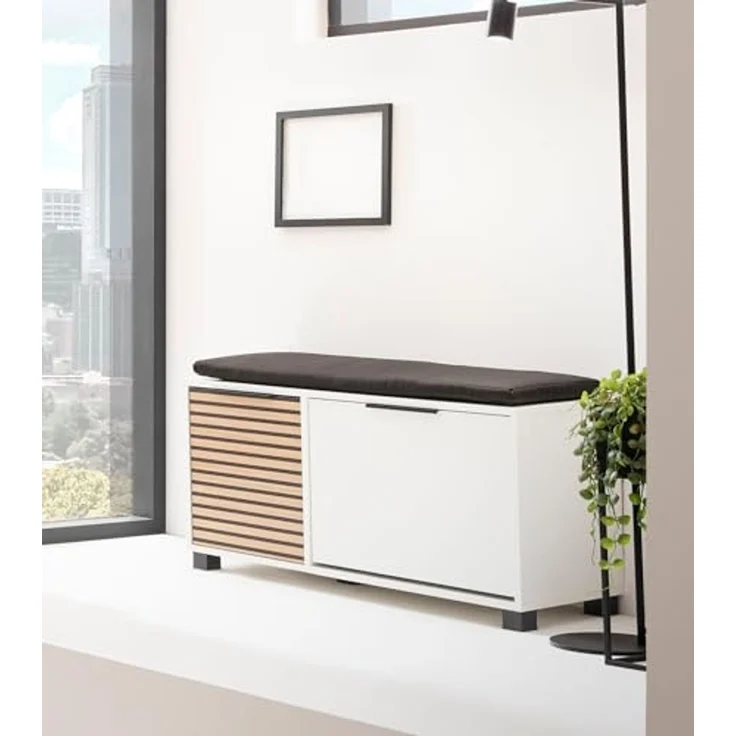 Schildmeyer Schuhschrank Loft, Breite 98 cm Front mit Akustikprint, inklusive Dekokissen – Bild 2