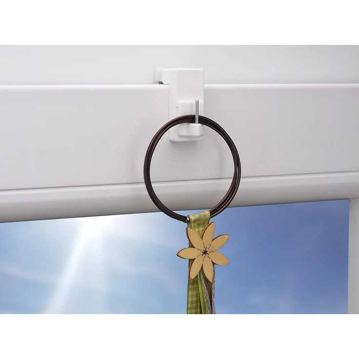 dekondo Fensterhaken Fensterhaken/Dekohaken/Fensterklipp, weiß, universal, für Gardinenstangen/Vitragenstangen/Scheibengardinen und Fensterdekorationen, (2-St), Klemmbereich 10-24mm, vorderes Element drehbar – Bild 5