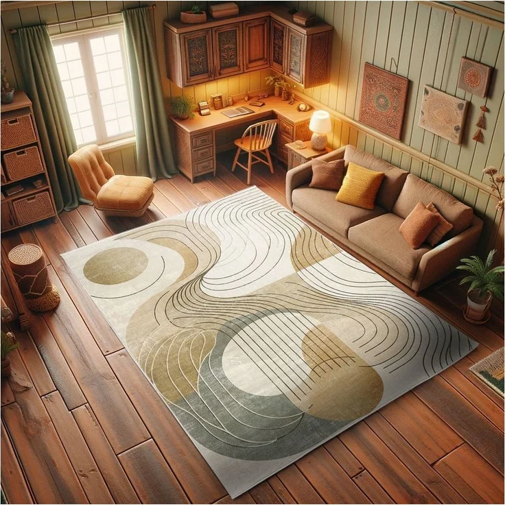 Abakuhaus Teppich Dekorativer Teppich für Wohnzimmer und Schlafzimmer, rechteckig, Modern Boho Abstrakte Geometrie Wirbel – Bild 2