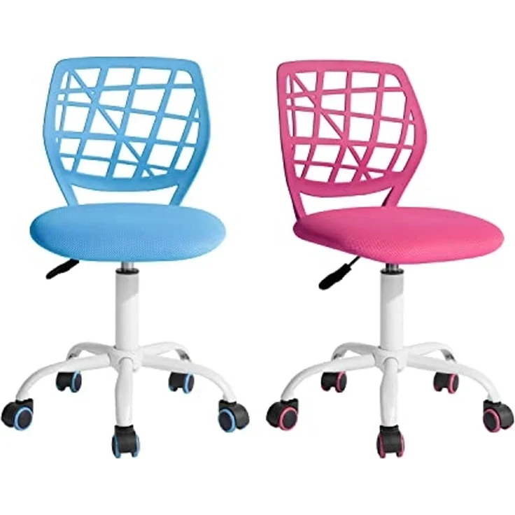FurnitureR Farbenfrohes Heim-Bürostuhl, ergonomisch, verstellbar, höhenverstellbar, für Zuhause, Büro und Studie, Blau, Metall, Pink Blue, 38.5CM x40CM x75-87CM – Bild 1