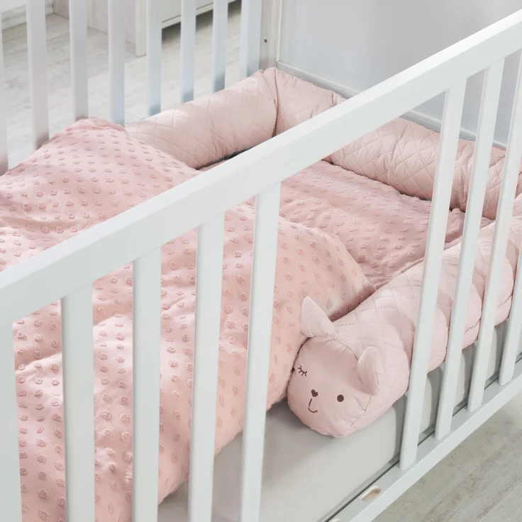 roba Bettschlange 'roba Style' - 170 cm lang Ø 12 cm - Baby-Bettumrandung mit Hasengesicht Lily - Rosa – Bild 2