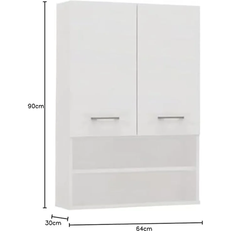 ibonto HÄNGESCHRANK Laminierte Platte Weiß 64 cm Breite, 90 cm Höhe und 30 cm Tiefe (H 90 x T 30 x B 64 cm) – Bild 4
