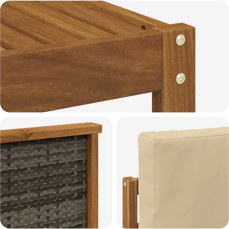 vidaXL Outdoor-Sofagarnitur 5 stk. 6-Sitzer Natur und Beige 3384679 – Bild 5