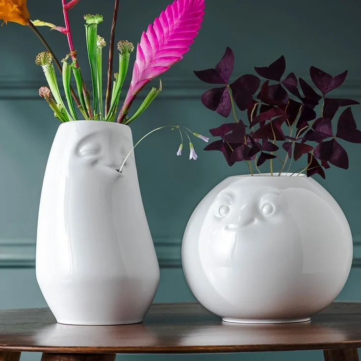 Tasse Vase Gesicht amüsiert weiß lustige Blumenvase Fiftyeight Porzellanvase – Bild 4