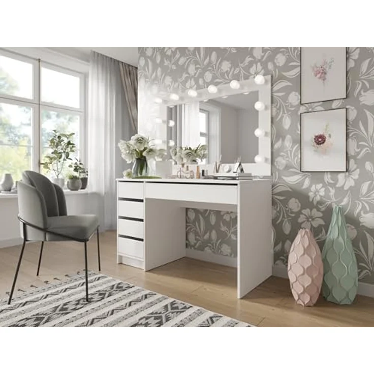 Mirjan24 Schreibtisch 'Ada' Schubladen beidseitig montierbar, 75 x 55 x 120 cm Weiß – Bild 5